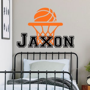 Personalized Name Basketball Wall Decal - Custom Name Basketball Wall Sticker - Vinyl Decal Monogram Girls Boys Room - Childrens Wall Decor