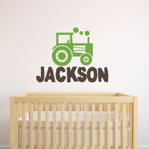 Personalized Name Tractor Wall Decal - Custom Name Tractor Wall Sticker - Vinyl Decal Monogram Girls Boys Room - Childrens Farm Wall Decor