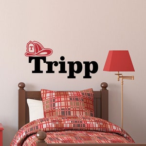 Personalized Name Fireman Wall Decal - Custom Name Fireman Wall Sticker - Vinyl Decal Monogram Girls Boys Room - Childrens Wall Decor