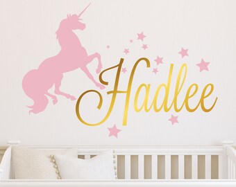 Personalised Name Unicorn Wall Sticker Initial Decal Custom Nursery Art Kid UI01