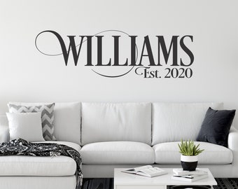 Family Wall Decal Wall Sticker Living Room Wall Art Last Name Decal Ancestry Scroll Lettering Monogram Signature Doorway Home Decor