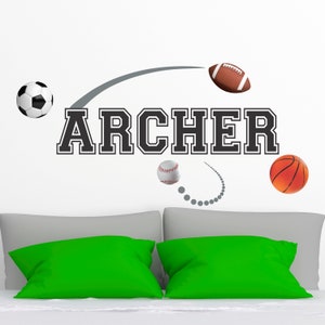 Personalized Sports Wall Decal - Custom Name Sports Balls Wall Sticker - Vinyl Decal Monogram Boys Room - Sports Themed Nursery Wall Decor