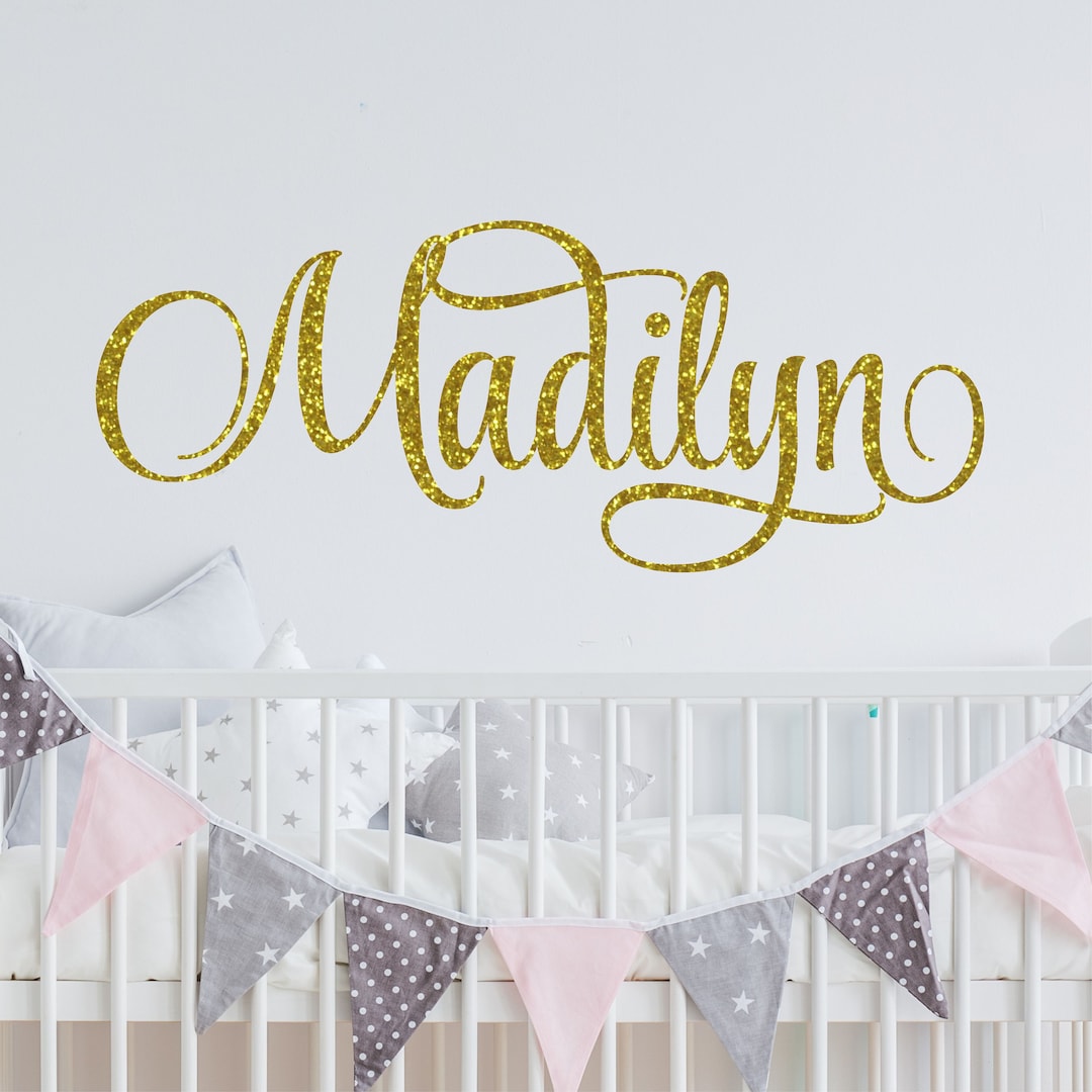 Personalized Name Wall Decal Girl Monogram Initial Fancy Cursive Name ...