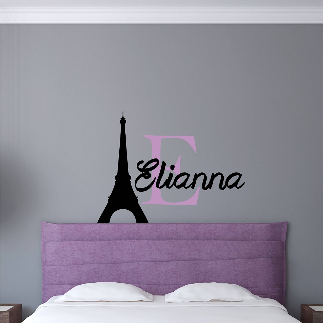 Personalized Name Paris Wall Decal Custom Name Paris Wall Etsy