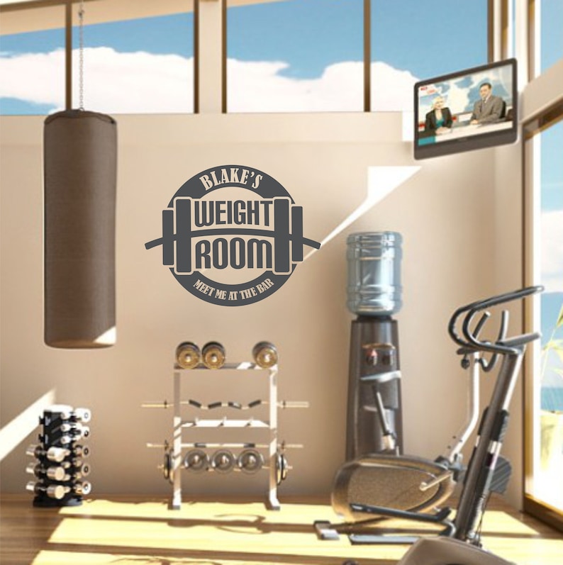 Home Gym Wall Decal Personalized Weight Room Decal Barbell Etsy