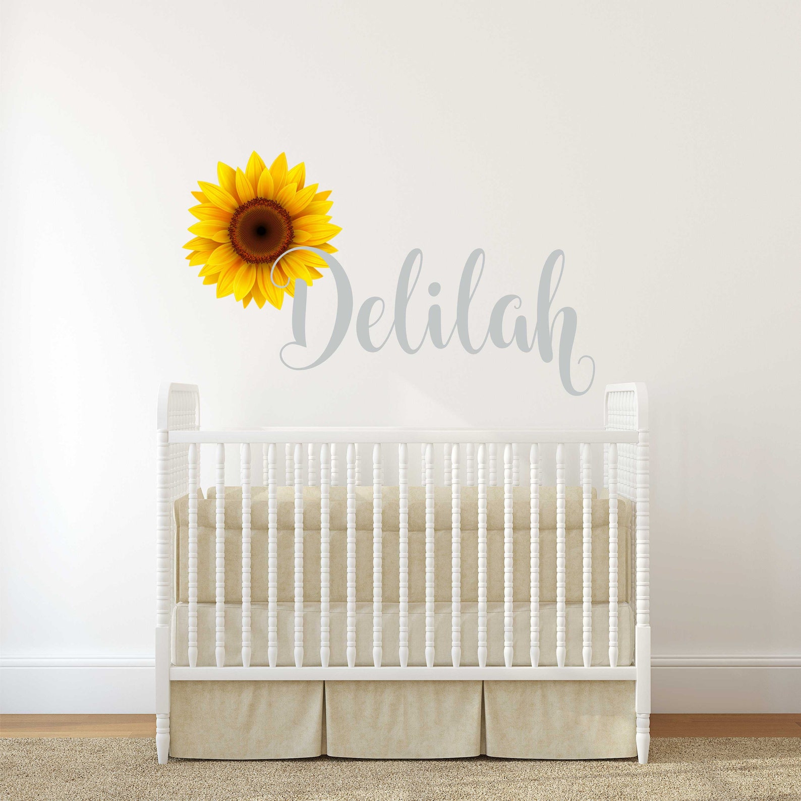 Sunflower Girls Name Wall Decal Flowers - Personalized Girls Name ...