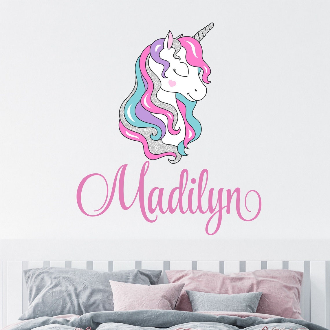 Personalized Name Unicorn Wall Decal Custom Name Unicorn Etsy