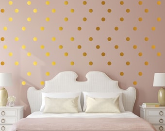 Gold Polka Dot Wall Decals - Dot Stickers - Silver Dots - Rose Gold Dots - Rose Gold Star Stickers - Polka Dot Decals - Gold Wall Decor