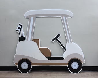 Golf Cart Prop - Hole in One Birthday Party - Free Standing Golf Cart Cutout - Custom Color Golf Cart for Birthday - Golf Cart Birthday Prop