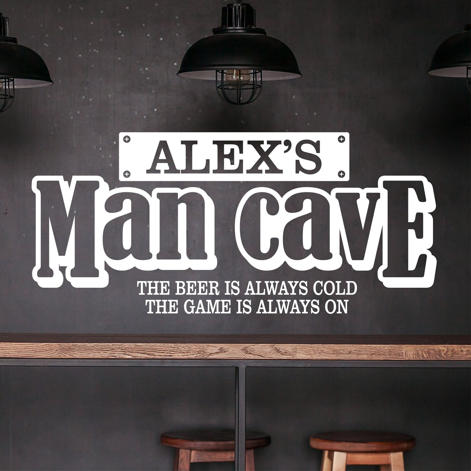 Man Cave Wall Decal Personalized Man Cave Decal Bar Wall Etsy