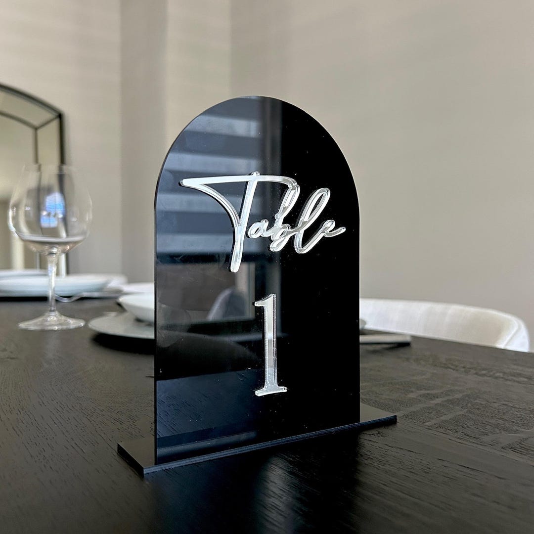 Acrylic Table Numbers - Custom Acrylic Table Numbers - Black Acrylic ...