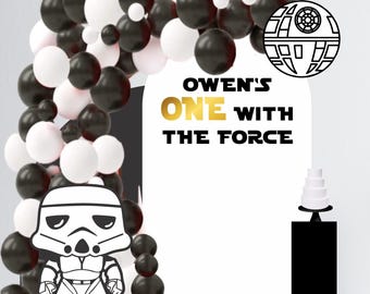 One with the Force Birthday Decal - One with Force First Birthday - First Birthday Decals for Balloon Arch - Wars Cutouts - 1st Birthday