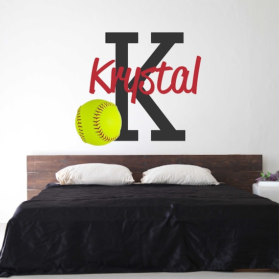 Softball Wall Decal Personalized Name Custom Name Softball Etsy