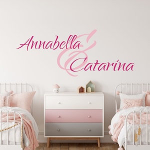Twins Name Wall Decalized Girls Name Wall Decal Childrens Room Girls Bedroom Baby Nursery Vinyl Lettering Monogram Cursive Gold