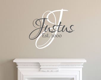 Custom Family Name Wall Decal - Personalized Name Wall Sticker - Custom Name Wall Sign - Monogram Stencil - Name and Est Wall Decor