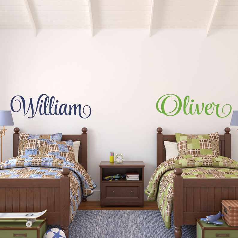 Personalized Name Wall Decal Boy Monogram Initial Fancy Etsy