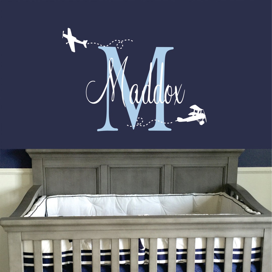 Personalized Name Airplane Wall Decal - Custom Name Airplane Wall ...