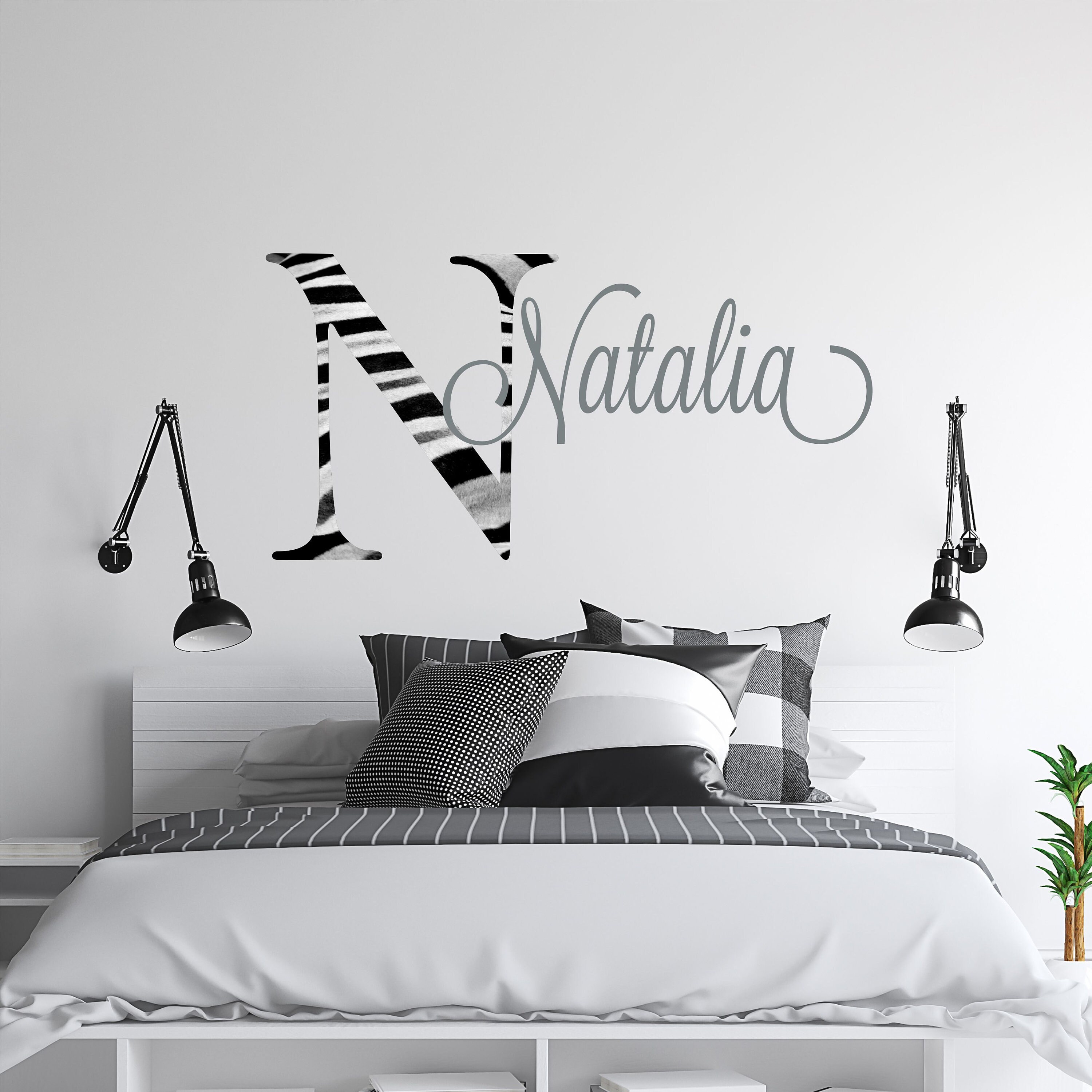 Personalized Name Wall Decal - Custom Name Zebra Wall Sticker - Zebra ...