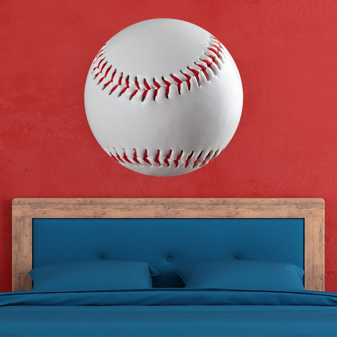 Baseball Wall Decal Baseball Wall Sticker Realistic Etsy