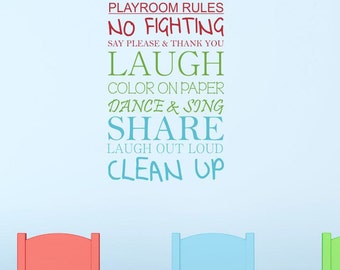 Playroom Rules Kids Wall Decal Sticker