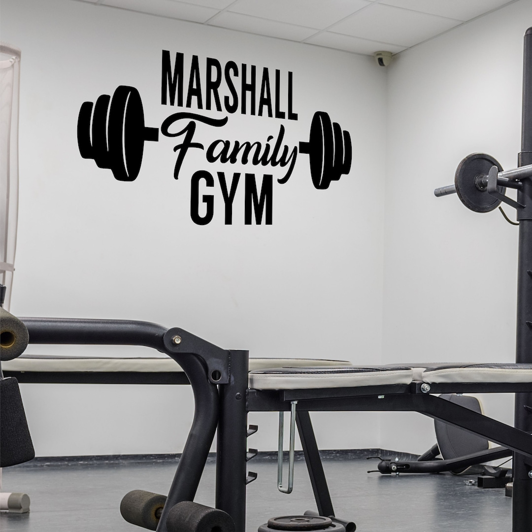 Personalized Gym Wall Decal Personalized Weight Room Decal Home Gym Barbell Wall Decal Fitness