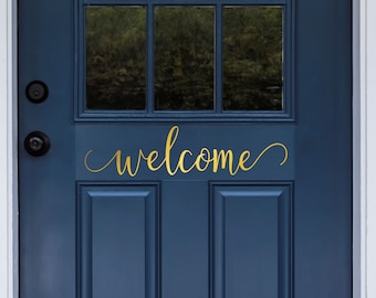 Welcome Door Decal - Front Door Decal - Wall Decor - Vinyl Lettering - Welcome Door Sign - Welcome Vinyl Decal - Front Door Sign Farmhouse