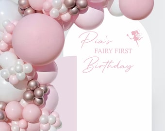 Fairy First Birthday Decal - Happy Birthday Party Backdrop - First Birthday for Balloon Arch - Personalized Birthday Sticker for Chiara Wall