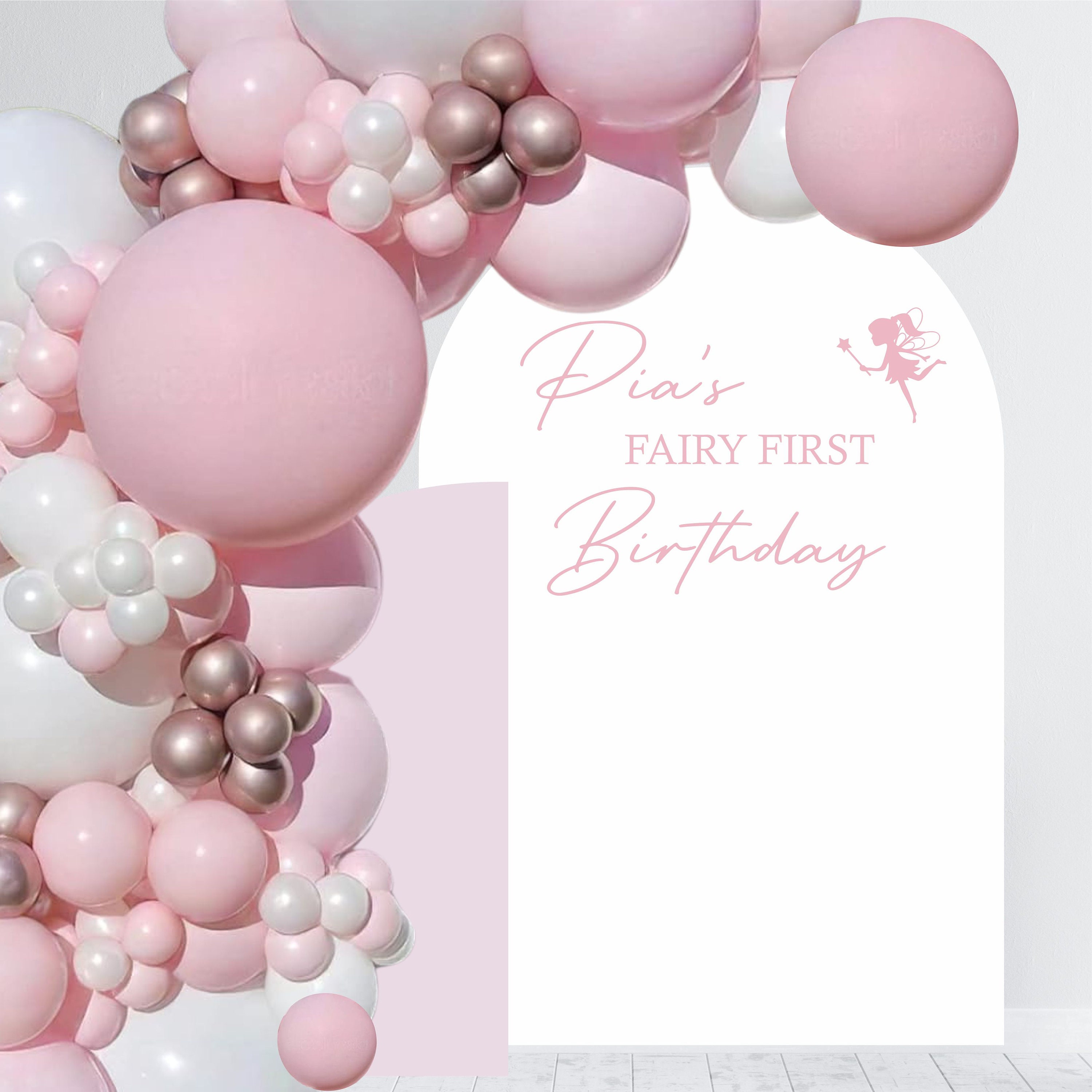 Fairy First Birthday Decal Happy Birthday Party Backdrop First Birthday for Balloon Arch Personalized Birthday Sticker for