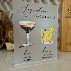 Signature Drink Bar Sign - Acrylic Bar Sign for Wedding - Frosted Acrylic Wedding Sign - Signature Cocktail Sign for Wedding - Bar Menu
