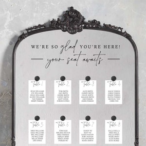 We&#39;re so glad you&#39;re here your seat awaits - Wedding Seating Chart Header Decal - Seating Chart Header - Our Favorite People Welcome Sign
