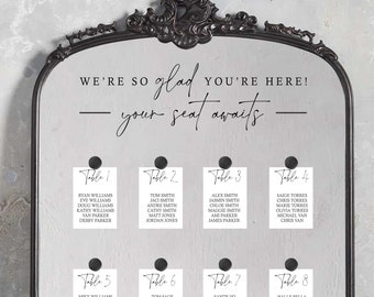 We're so glad you're here your seat awaits - Wedding Seating Chart Header Decal - Seating Chart Header - Our Favorite People Welcome Sign