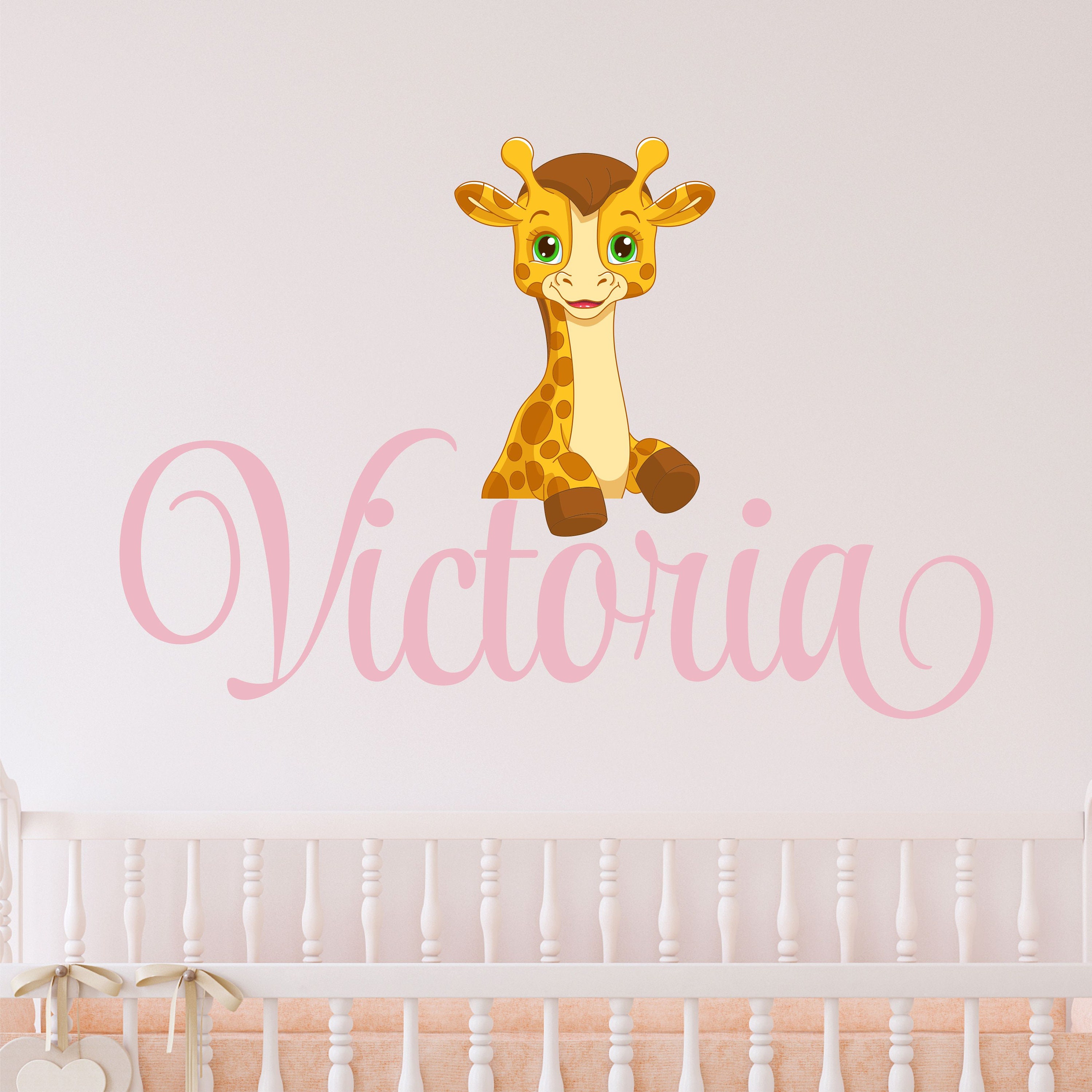 Personalized Giraffe With Flowers Name Sign