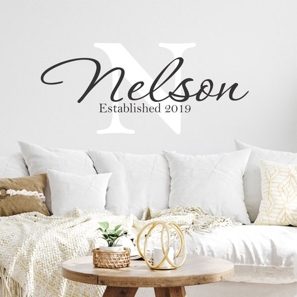 Custom Name Wall Decal - Established Year - Personalized Last Name Wall Sticker - Custom Name Sign - Family Name - Farmhouse Wall Decal