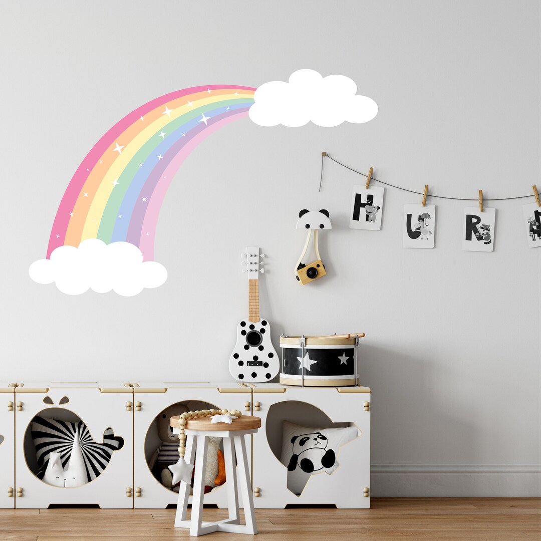 Rainbow Wall Art Decal Girls Nursery Vinyl Wall Decor Half Rainbow Wall ...