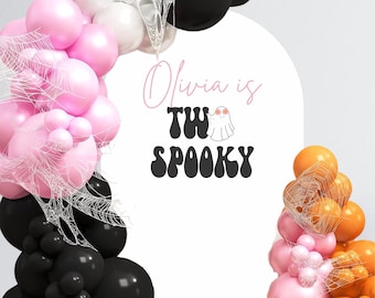 Two Spooky Birthday Decal - Spooky One Decal - Halloween Birthday Party Backdrop - 2nd Birthday for Balloon Arch - Two Spooky Backdrop
