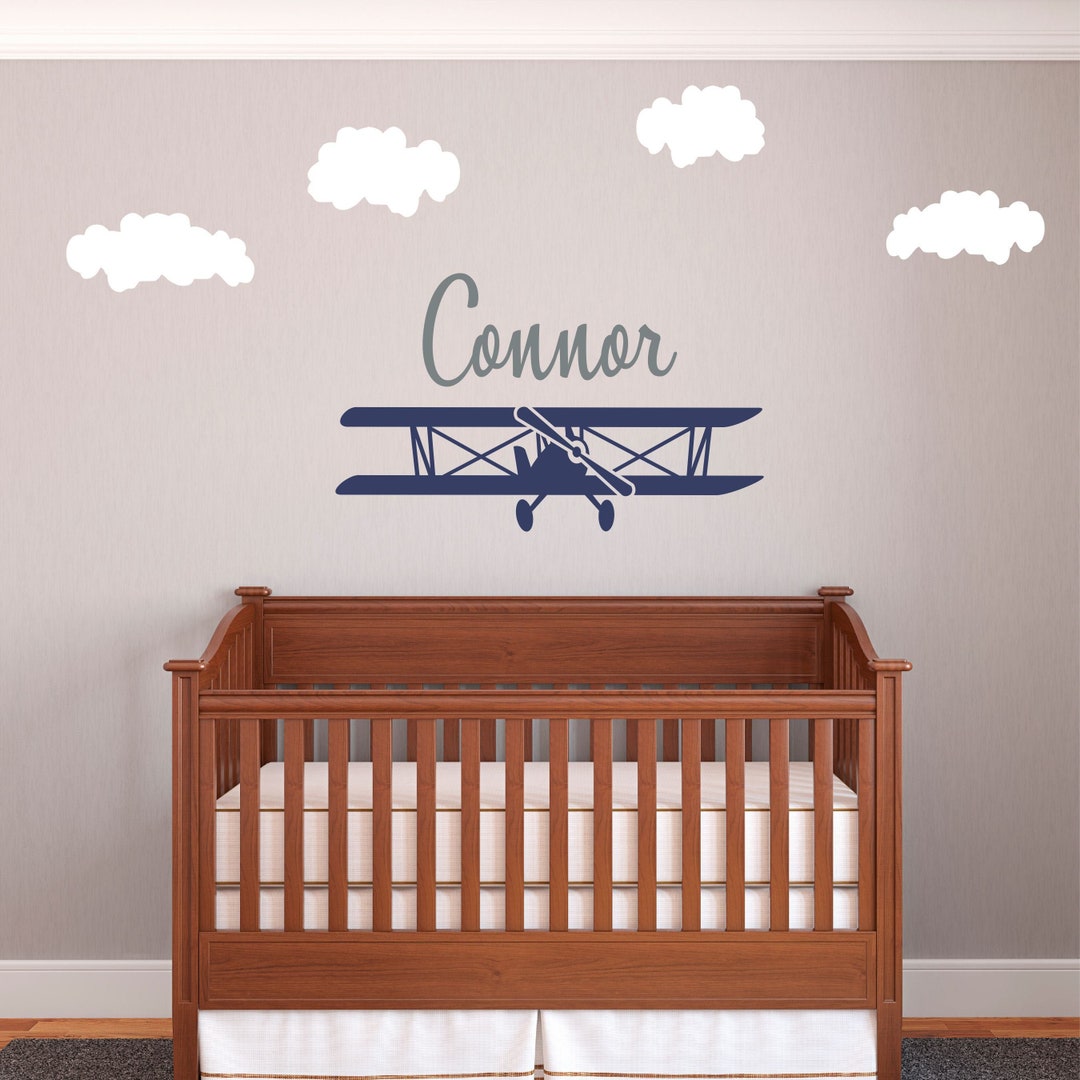 Personalized Name Airplane Wall Decal - Custom Name Airplane Wall ...