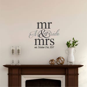 Mr & Mrs Personalized Wall Decal Sticker