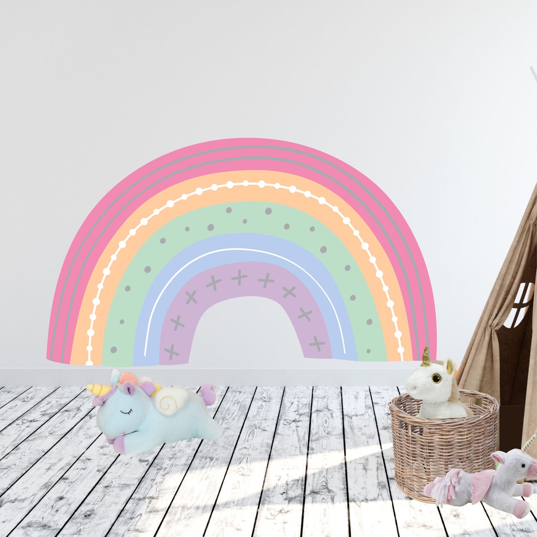 Boho Rainbow Wall Art Decal Girls Nursery Vinyl Wall Decor Rainbow Wall ...