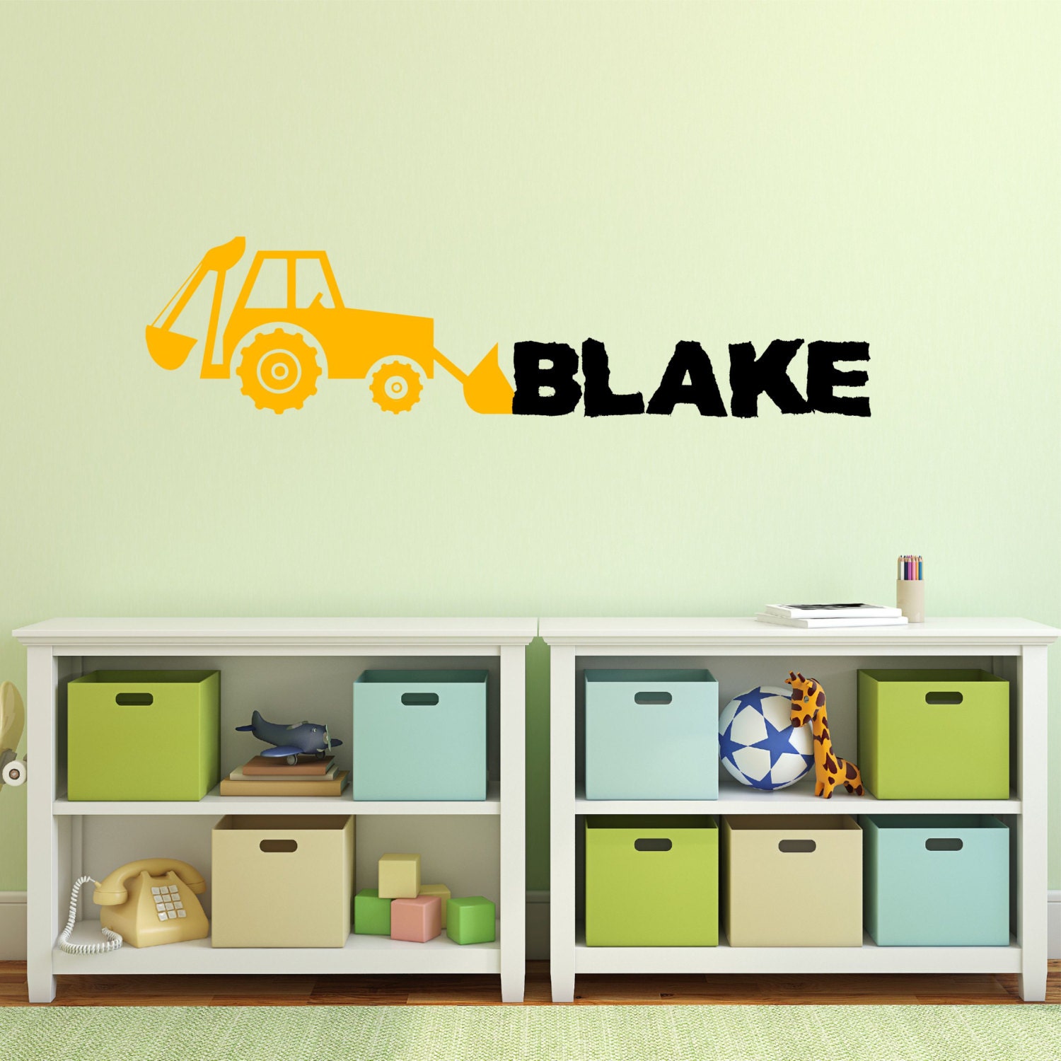 Personalized Name Construction Wall Decal Custom Name Etsy