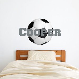 Personalized Name Soccer Wall Decal - Custom Name Soccer Wall Sticker - Vinyl Decal Monogram Girls Boys Room - Nursery Wall Decor