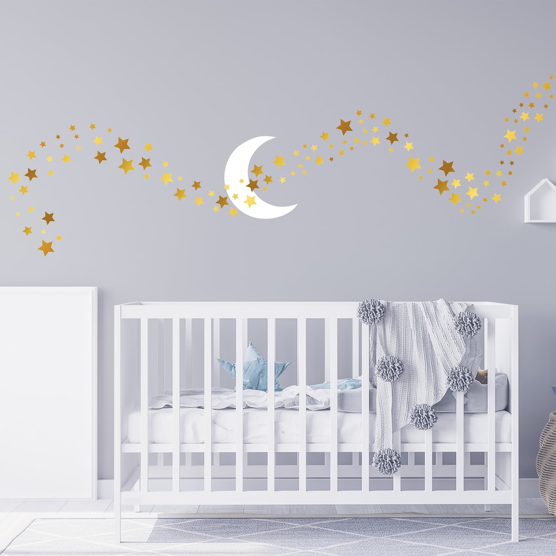 Moon and Stars Wall Decal Star Stickers Nursery Decals Etsy