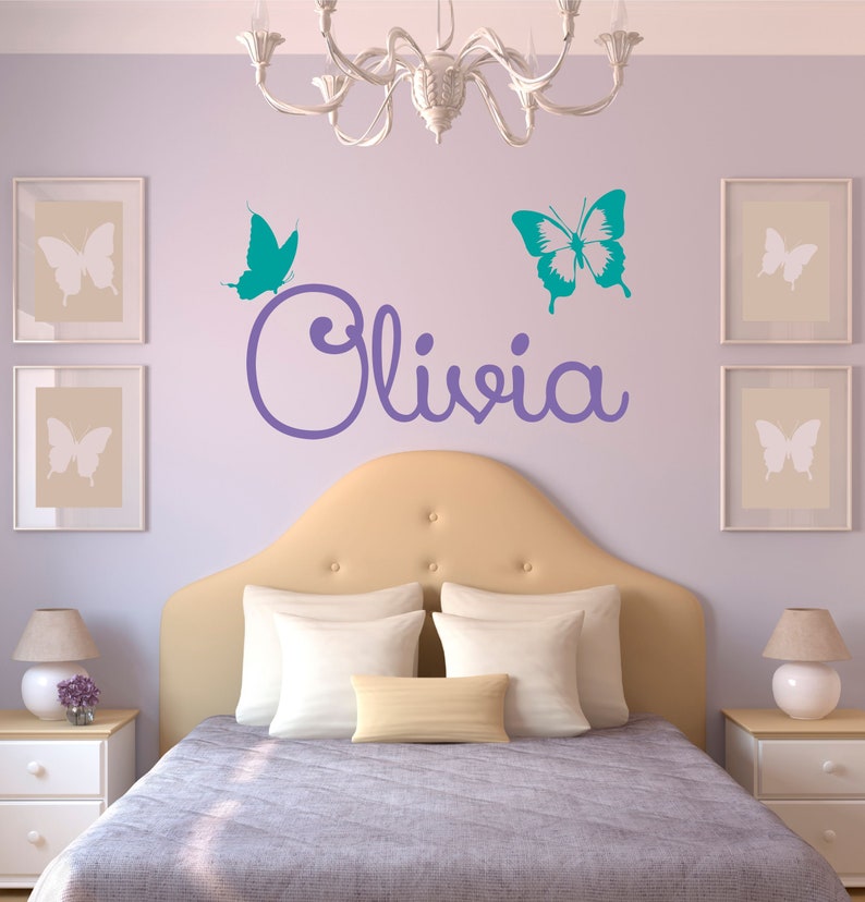 Personalized Name Butterfly Wall Decal - Custom Name Butterfly Wall ...