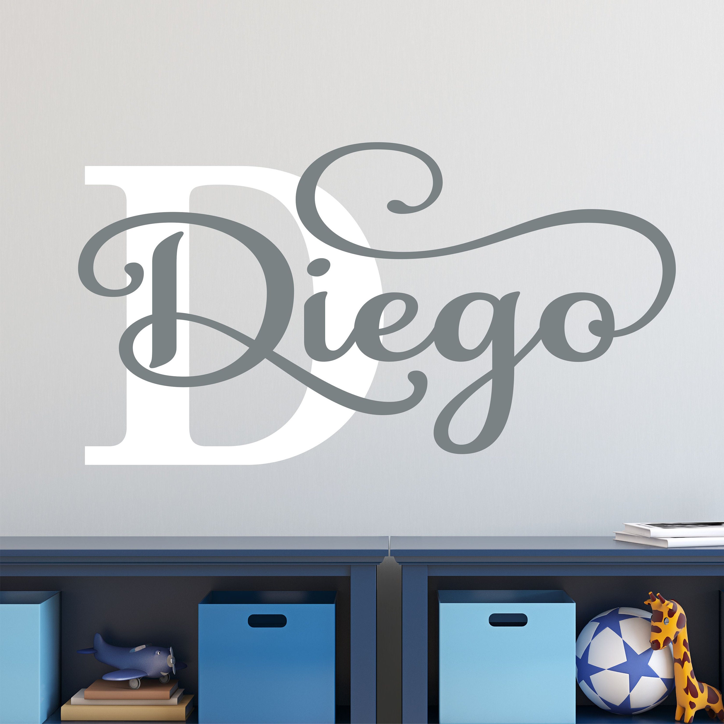 Name Wall Decal Teen Boys Room Decor Baby Boy Nursery Name Decal ...