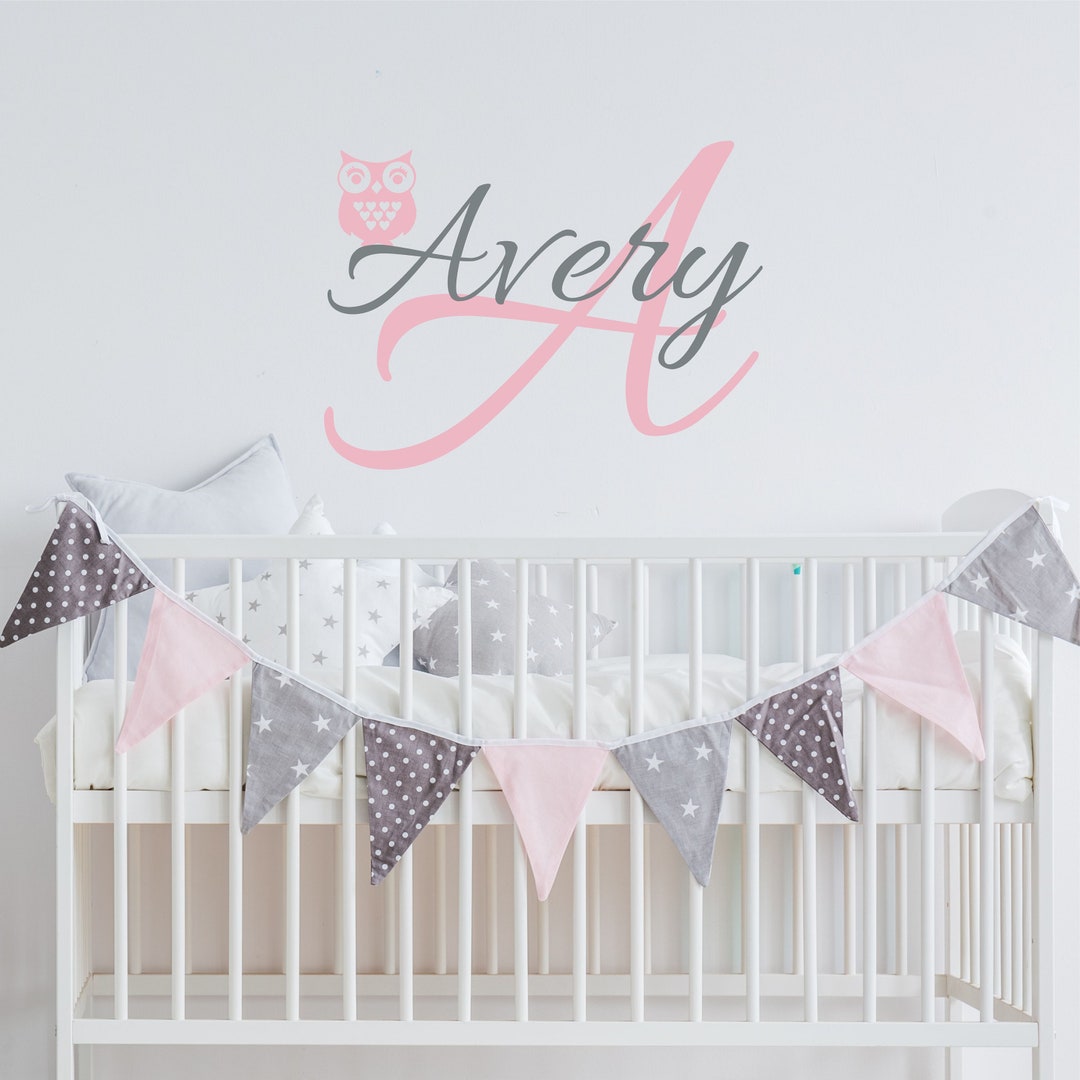 Personalized Name Wall Decal - Custom Name Wall Decal With Owl - Vinyl ...