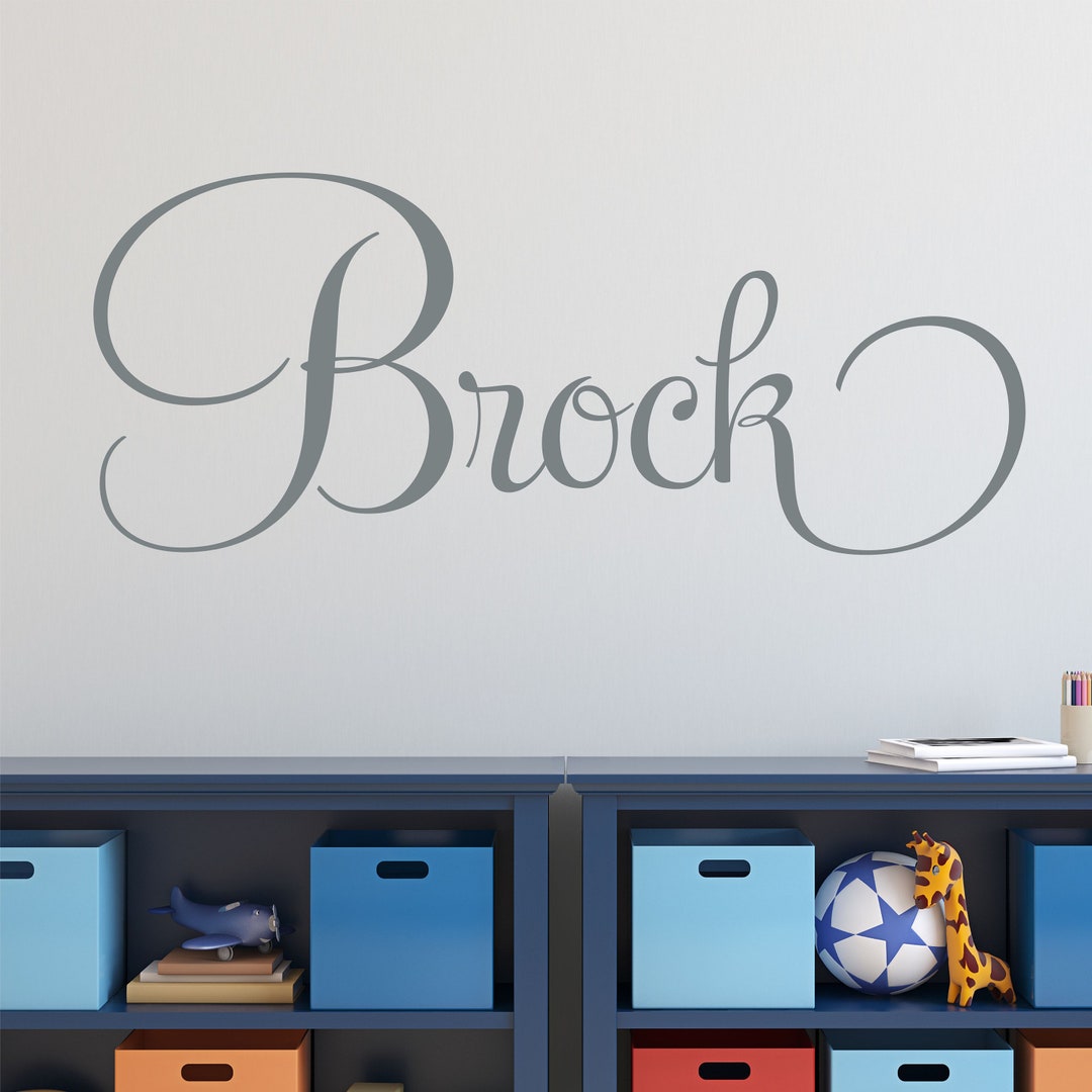 Personalized Name Wall Decal Boy Monogram Initial Fancy Cursive Name