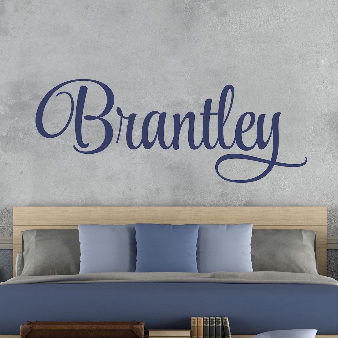 Personalized Name Wall Decal Boy Monogram Initial Fancy Cursive Name