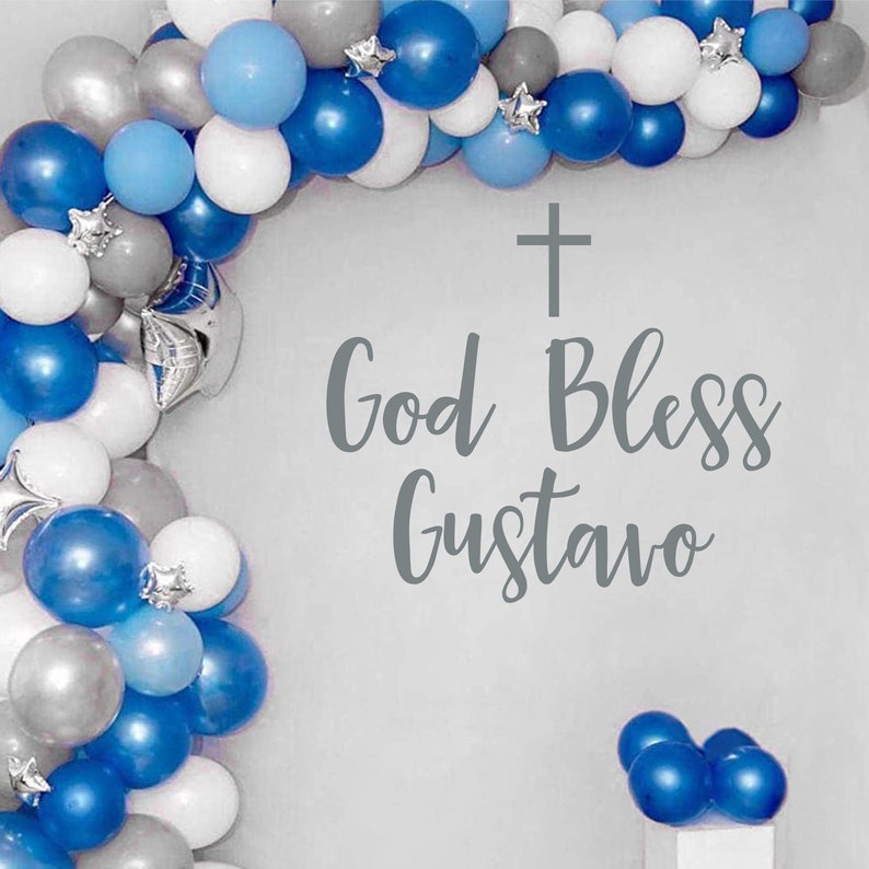Baptism Decal Baptism Party Backdrop Personalized Name and Etsy