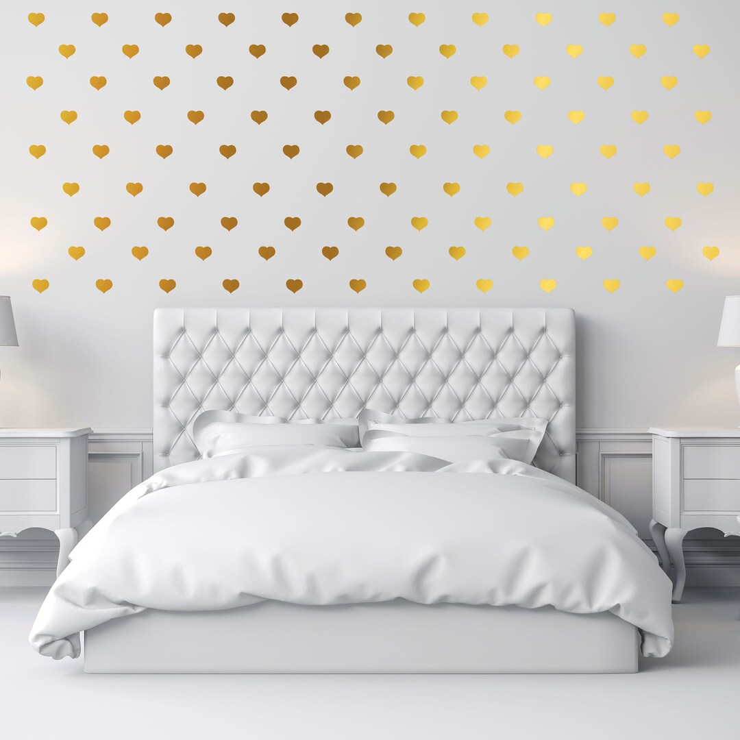 Gold Heart Wall Decals - Heart Stickers - Silver Hearts - Rose Gold ...