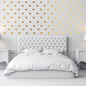 Gold Heart Wall Decals - Heart Stickers - Silver Hearts - Rose Gold Hearts - Rose Gold Heart Stickers - Heart Decals - Gold Wall Decor Teen