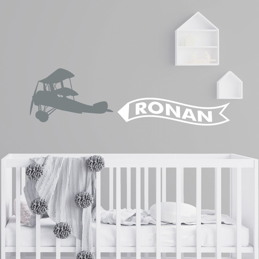 Personalized Name Airplane Wall Decal - Custom Name Airplane Wall ...